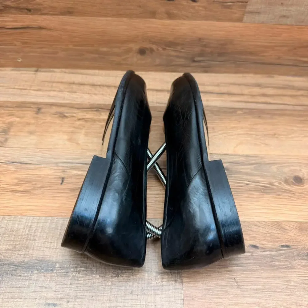 Yaska shoes size 7.5 EU 38.5 Black Leather Ballerina Shoes